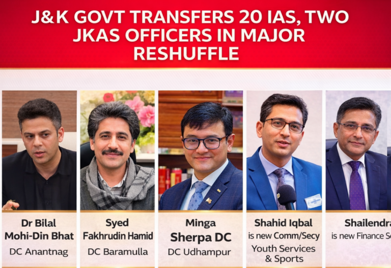 J&K Government Reshuffles IAS and JKAS Officers in Fresh Administrative Realignment