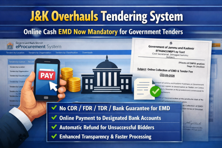 J&K Overhauls Tendering System — Online Cash EMD Now Mandatory