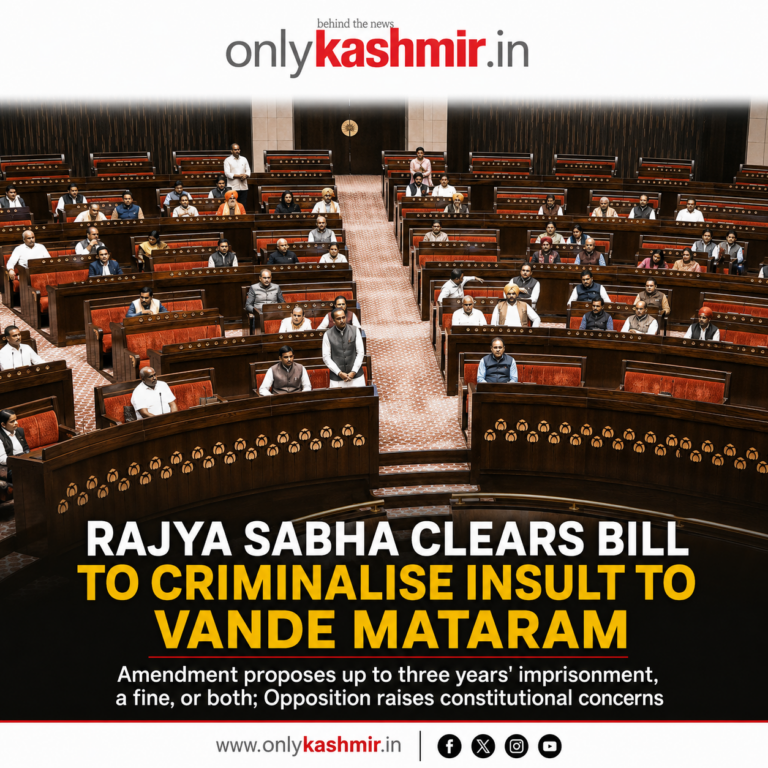 Rajya Sabha Clears Bill to Criminalise Insult to Vande Mataram