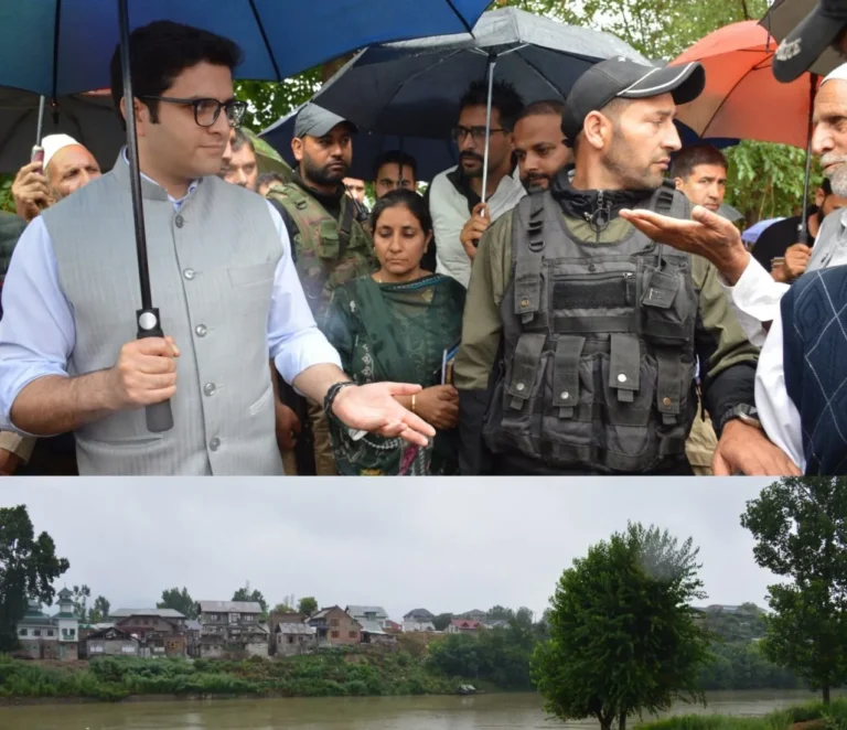 DC Budgam Reviews Jhelum Embankment Amid Rains