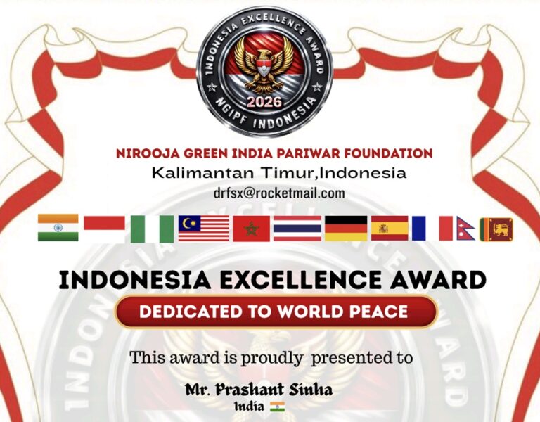 Prashant Sinha Honoured with Indonesia Excellence Award
