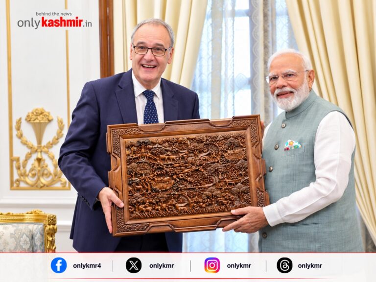 PM Modi Gifts Kashmiri Walnut Wood Wall Panel to Swiss President